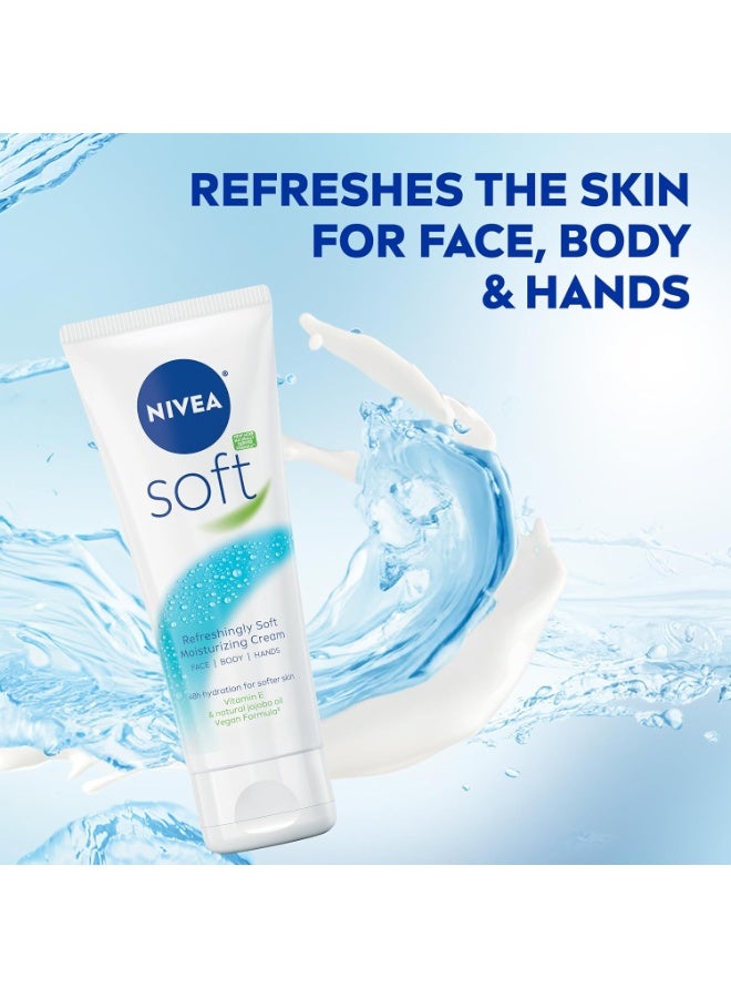 NIVEA Soft Moisturizing Crème All-In-One Cream For Body Face and Hands, Travel Size ,74 g (Pack of 3) - Image 4